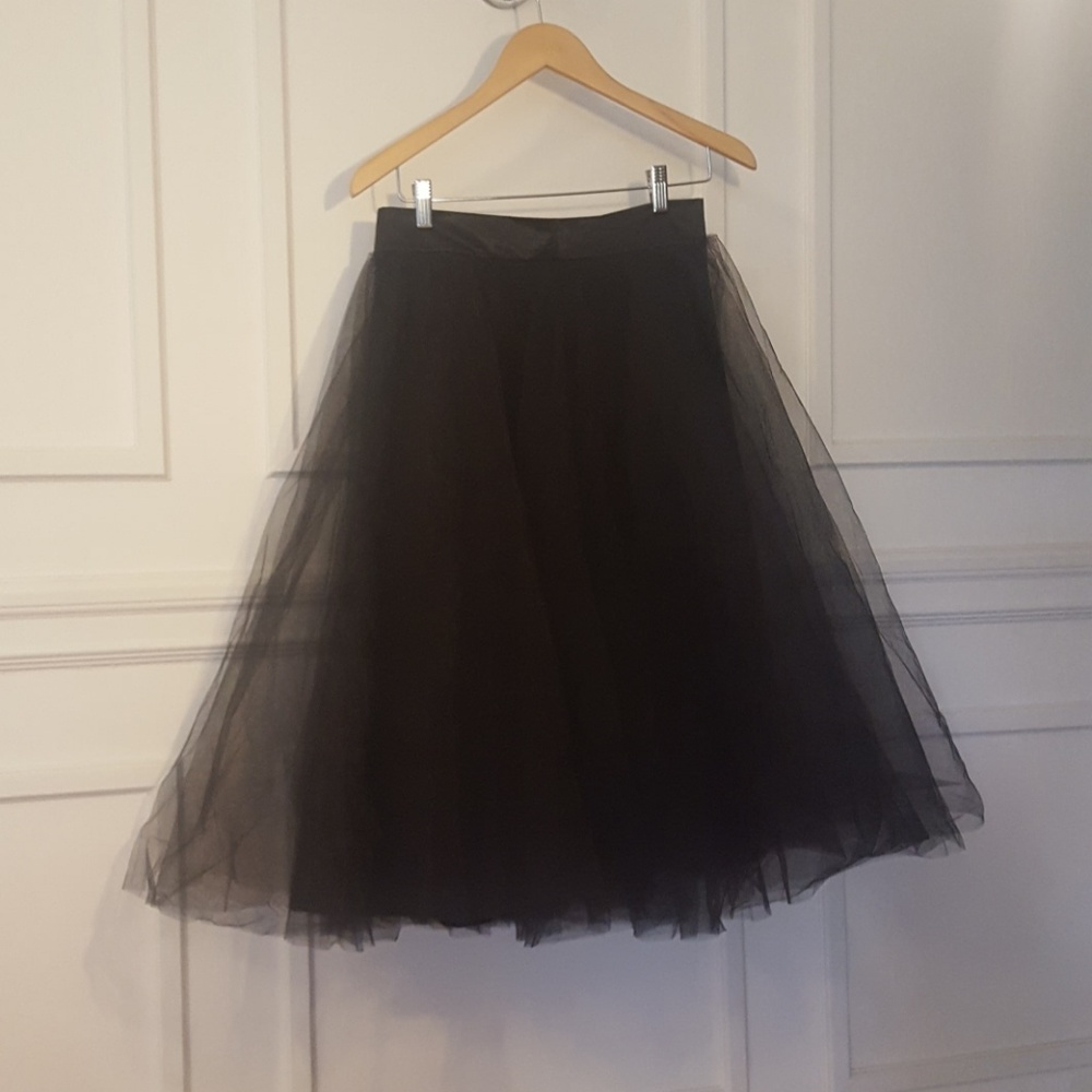 Black Tulle Midi Skirt